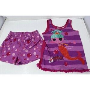 Lalaloopsy 2 Piece Tank Top Pajama Shirt Shorts Set Girl Size 7/8 pink purple